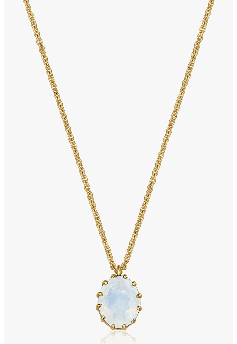 Colier de argint placat cu 2 microni de aur de 14K si decorat cu piatra lunii - Auriu