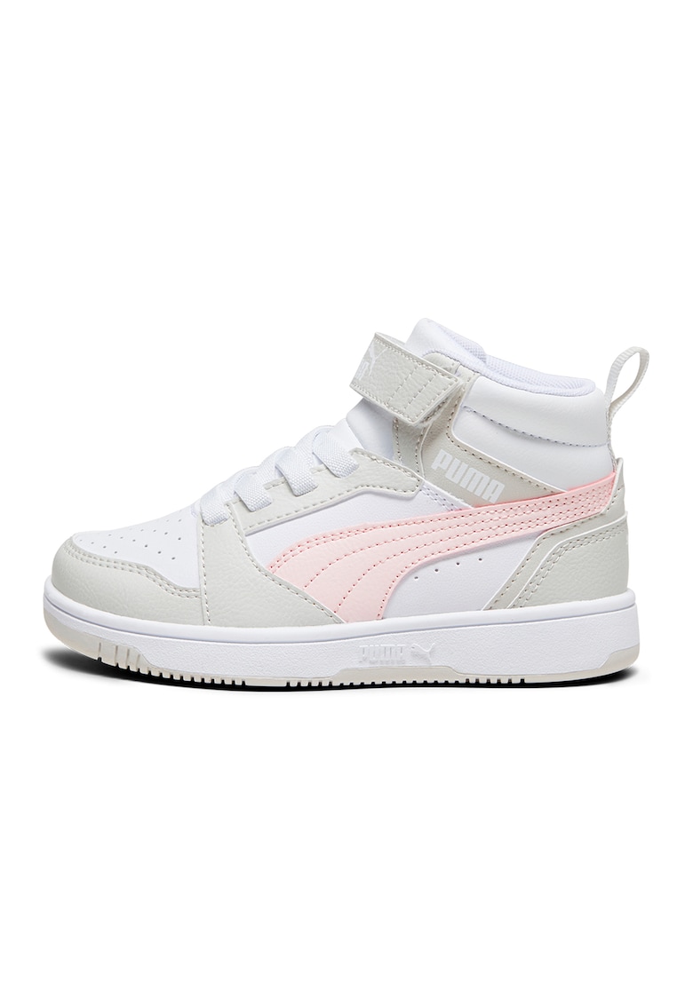 Pantofi sport mid-cut cu velcro Rebound V6 - Alb/Gri deschis/Roz