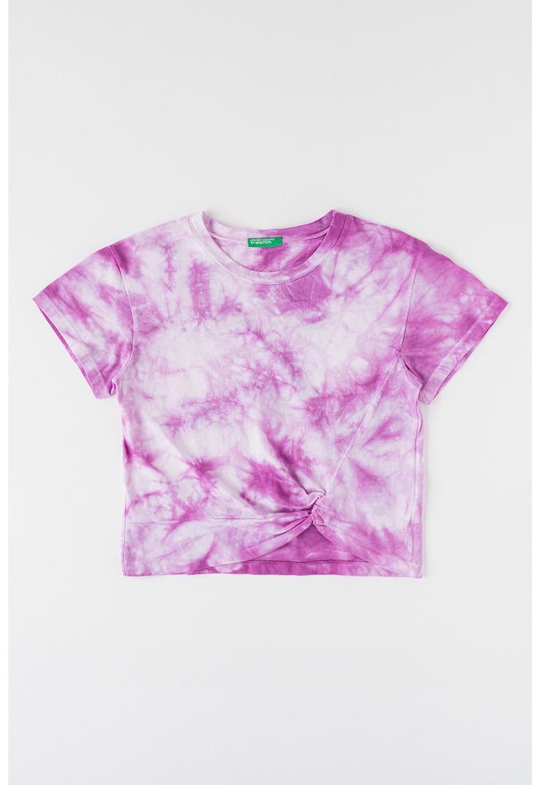 Tricou de bumbac cu imprimeu tie-dye - Violet