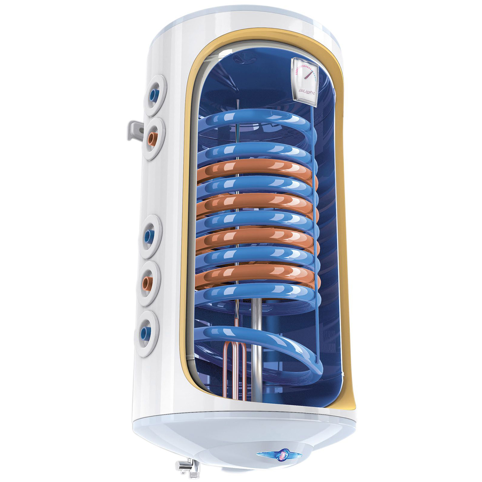 Boiler termoelectric cu 2 serpentine TESY BiLight GCV7/4SL 1204420 B11 TSRCP2 120 litri 2000W 0.8 Mpa 18 mm Turbolator Serpentine pe partea stanga
