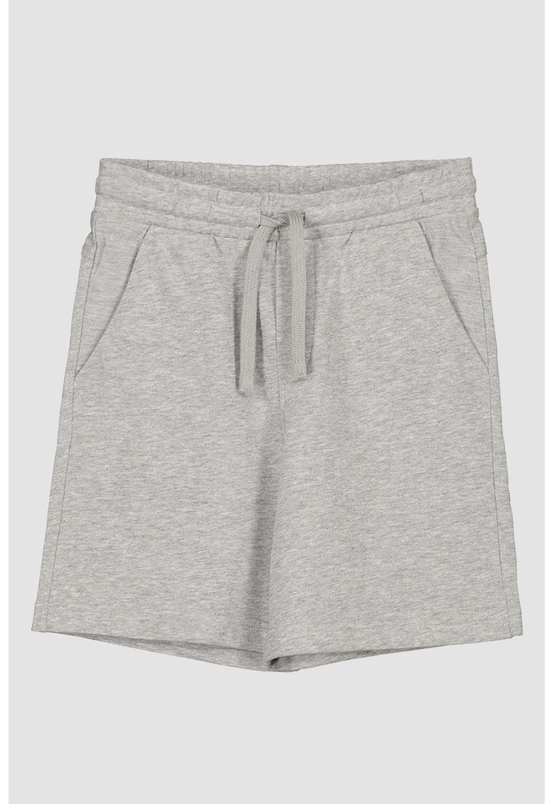 Pantaloni scurti de bumbac cu snur in talie - Gri