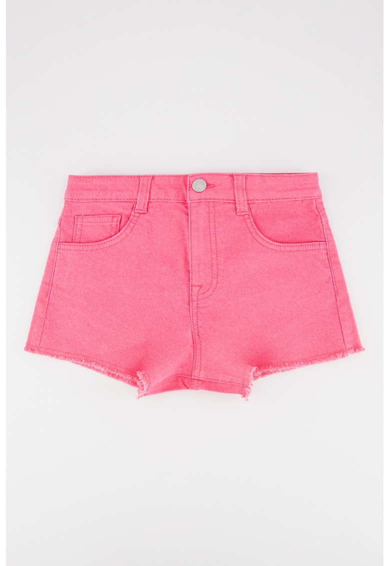Pantaloni scurti din denim cu terminatii nefinisate - Roz