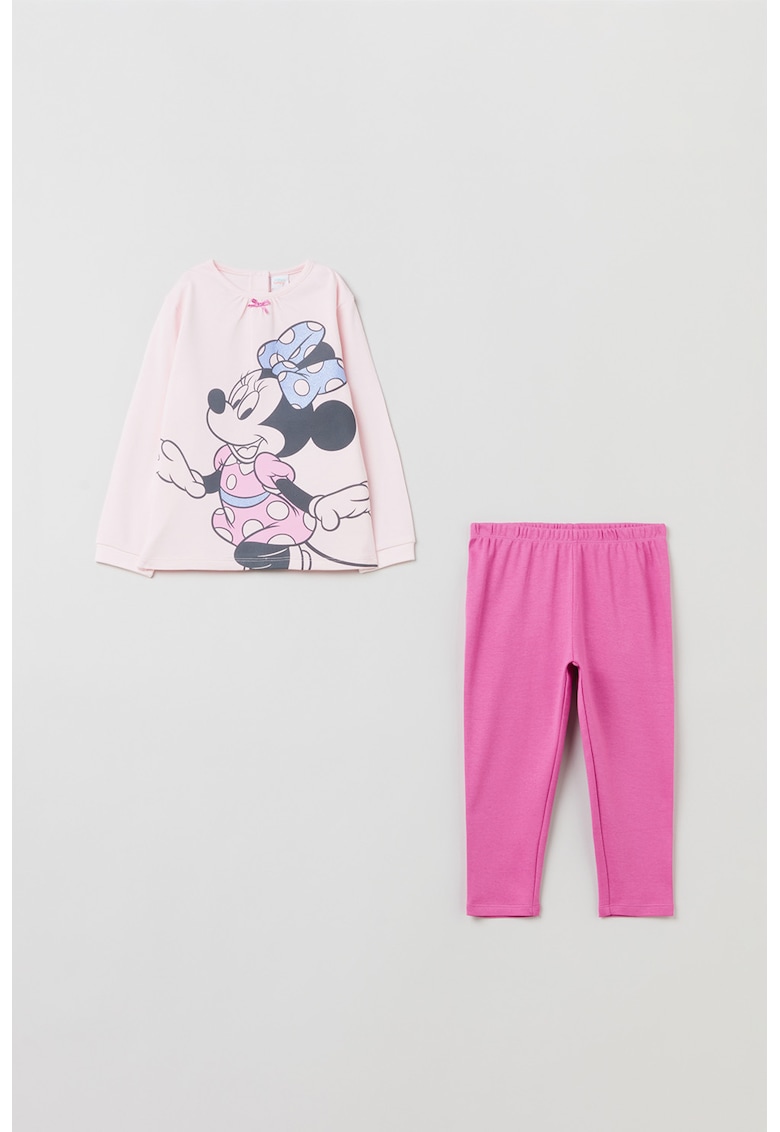 Pijama de bumbac cu model cu desene - Roz