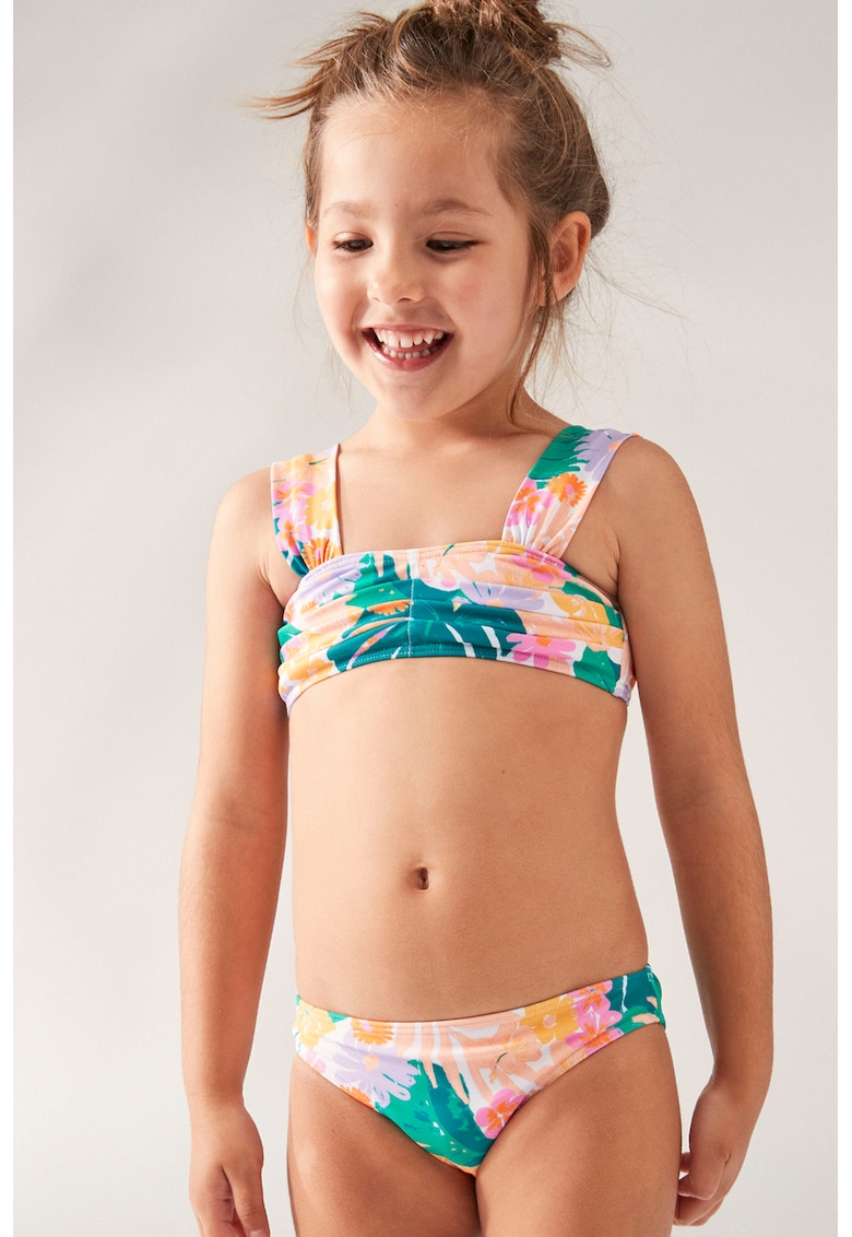 Costum de baie din doua piese - cu imprimeu Paradisiac - Verde/Portocaliu/Roz