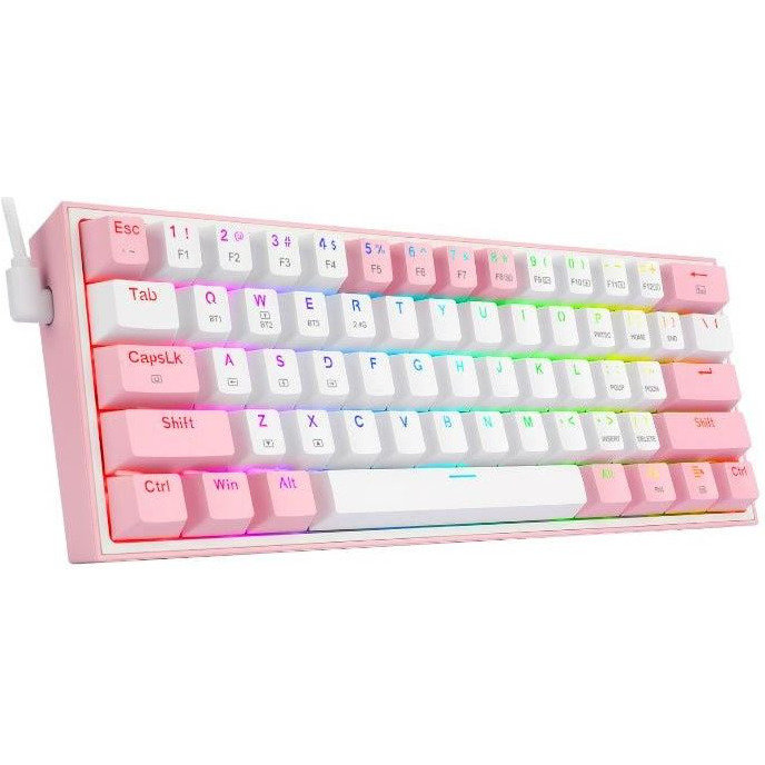Tastatura gaming Fizz Pro RGB White Pink Mecanica Red Switch