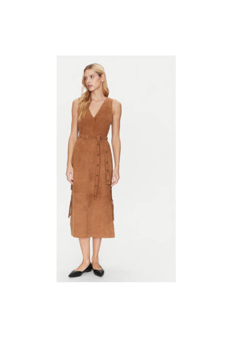 Rochie dama - 304892943 - Piele intoarsa - Maro - Maro