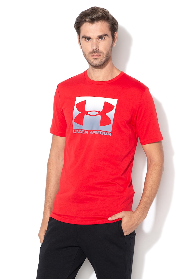 Tricou cu imprimeu logo pentru fitness Boxed - Rosu