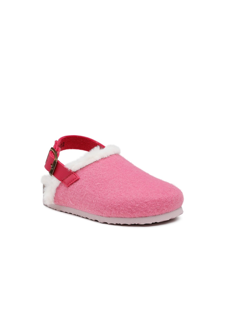 Papuci de casa pentru fete cu catarama - Textil - Roz
