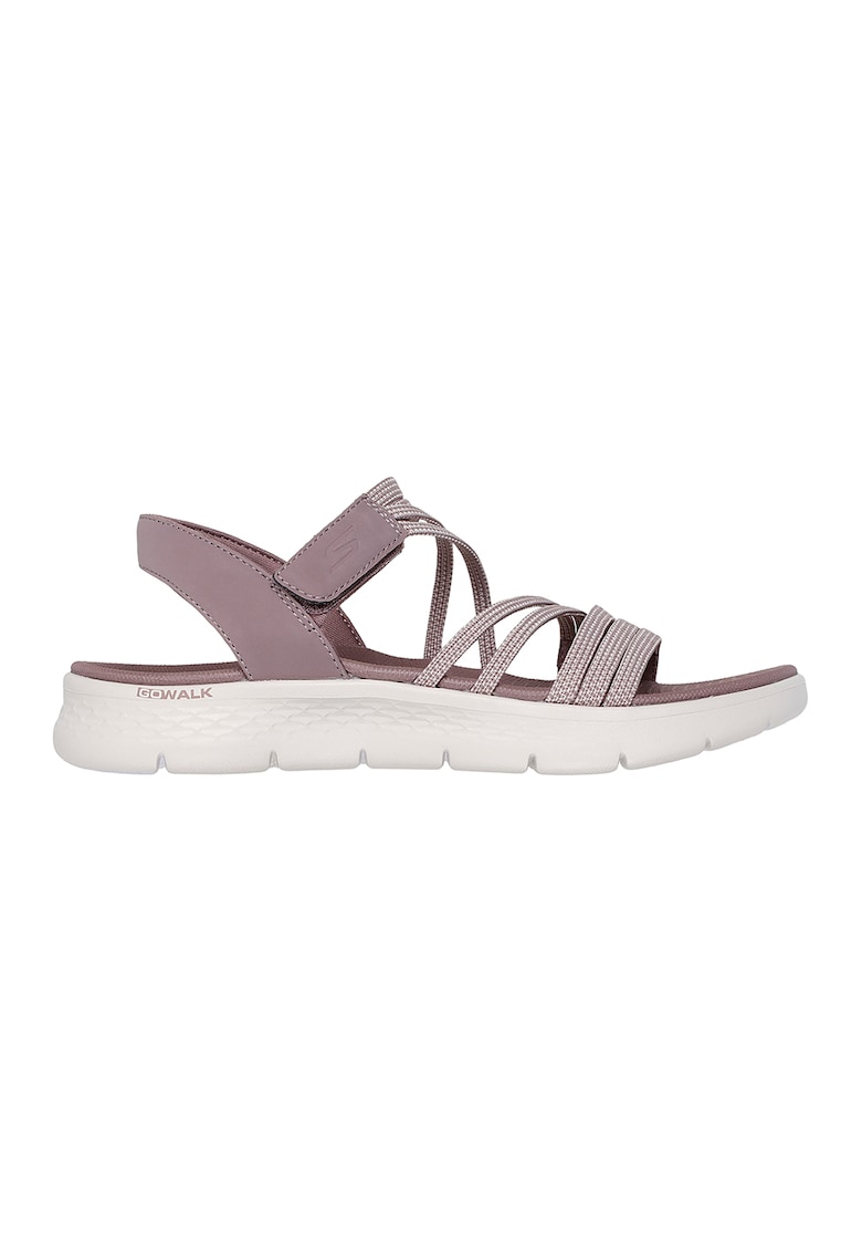 Sandale de piele ecologica cu velcro - Roz inchis