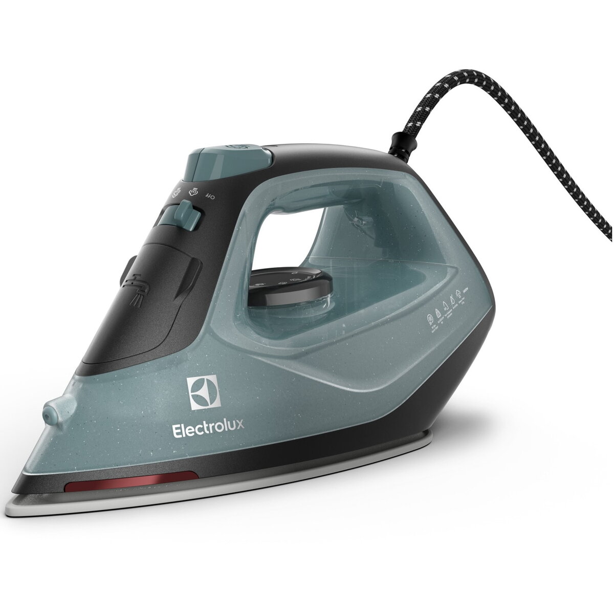 Fier de calcat Electrolux Easyline E5SI2-6OG, 2400 W, jet abur 110 g, abur variabil 0-26 g/min, rervor apa 250ml, talpa ceramica, functie de autocuratare, led indicator caldura reziduala, verde oceanic/gri