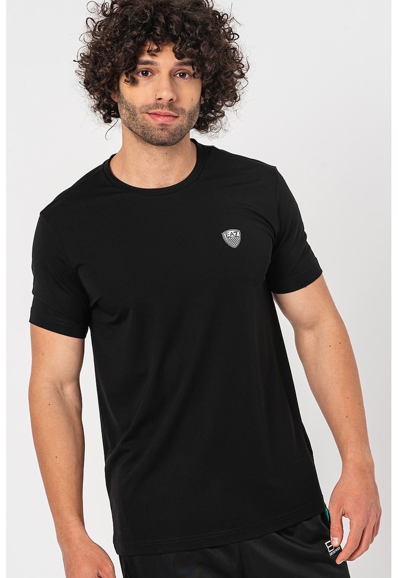 Tricou regular fit cu logo - Negru