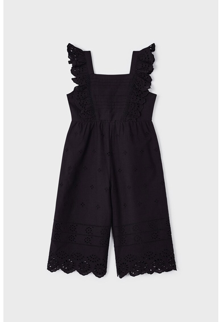 Salopeta trei sferturi din bumbac cu volane - Bleumarin