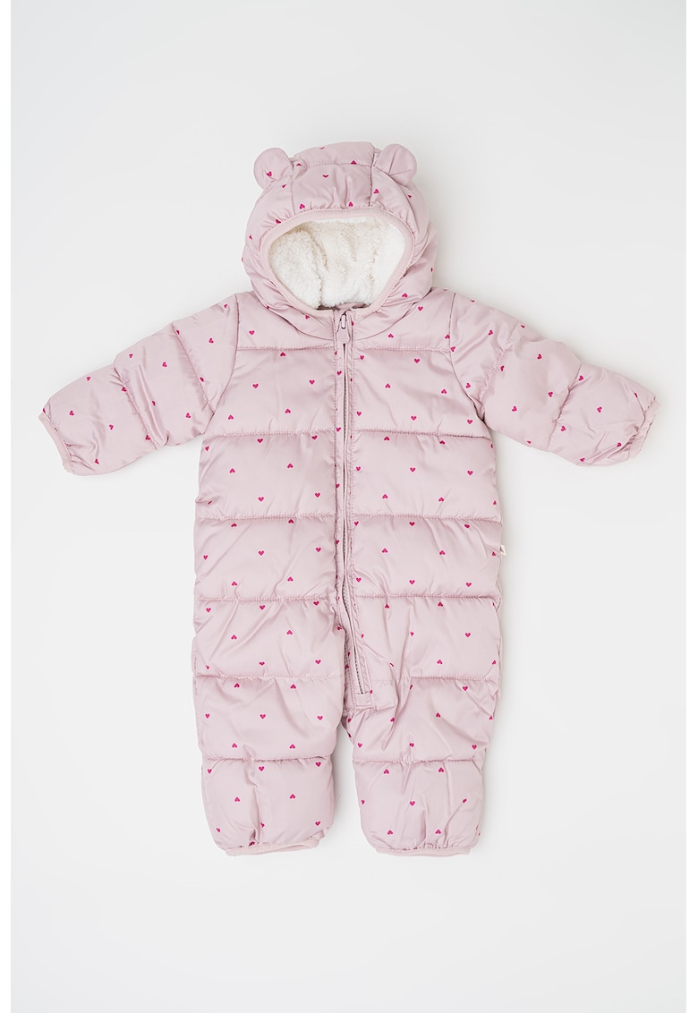Costum de iarna matlasat cu vatelina si gluga - Roz