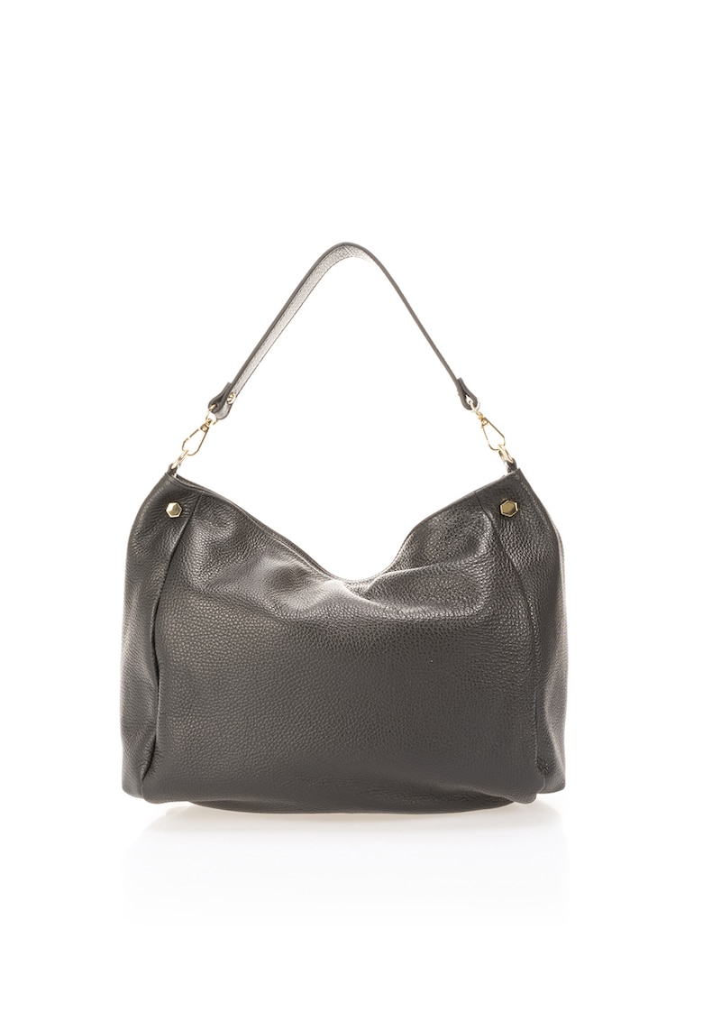 Geanta de piele cu bareta de umar - Negru