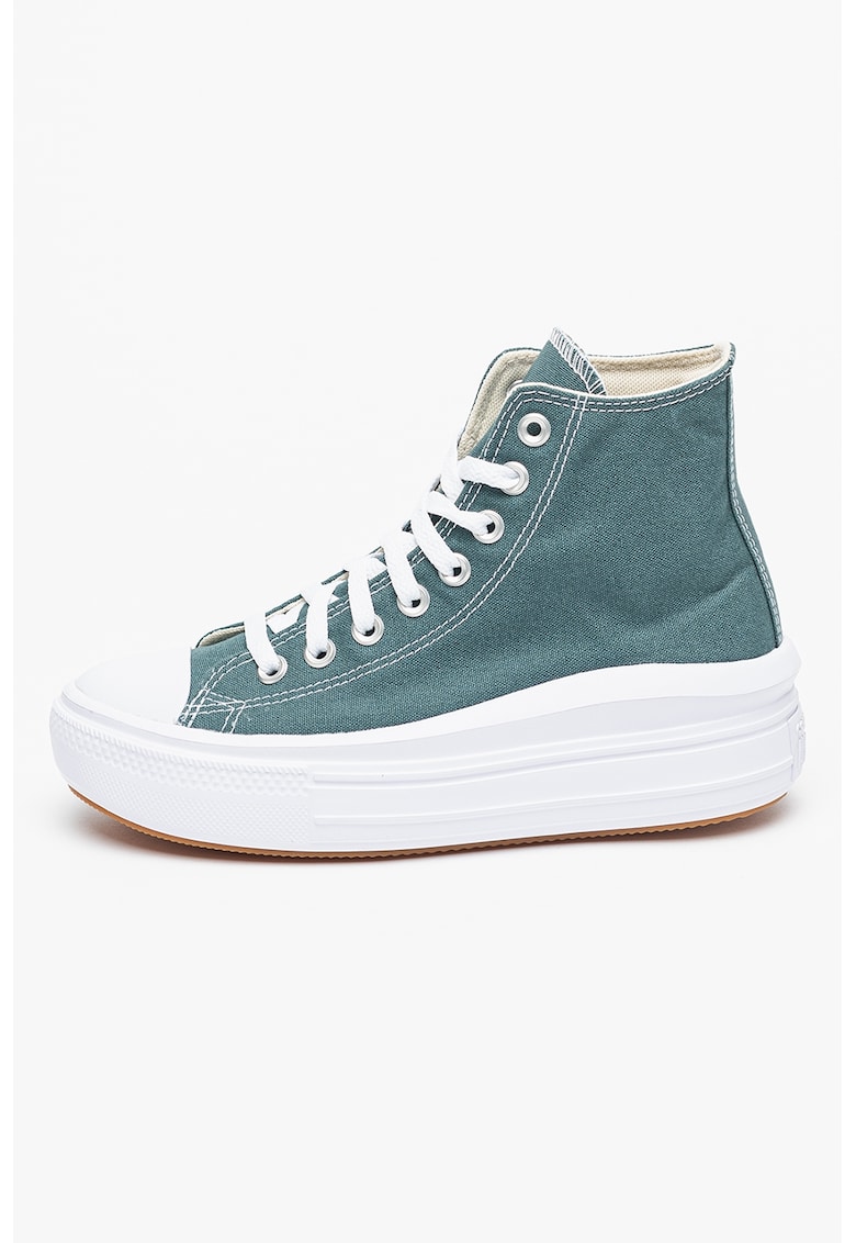 Pantofi sport flatform cu garnituri de piele intoarsa Chuck Taylor All Star - Verde pal