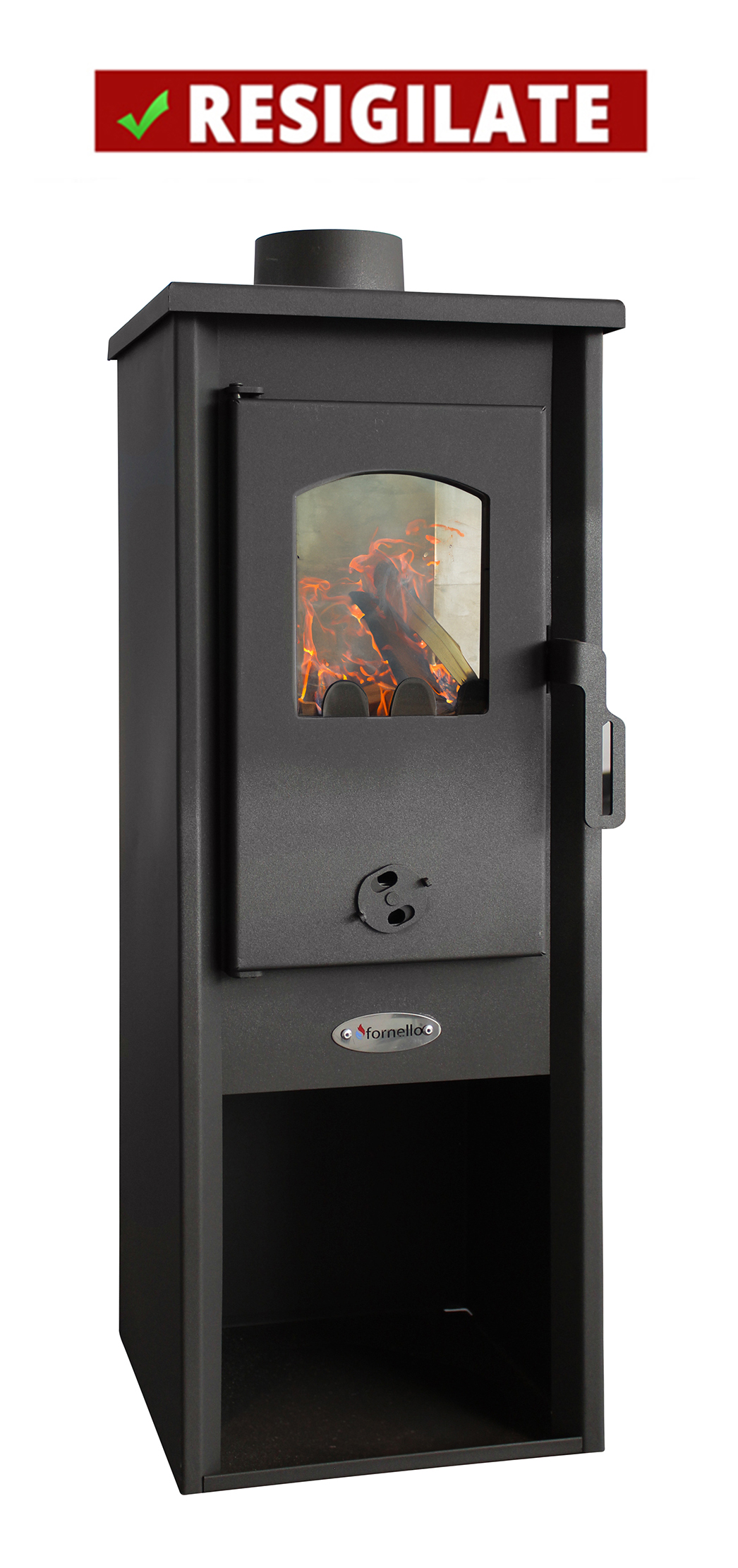 PRODUS NOU RESIGILAT USOR LOVIT DAR IN PERFECTA STARE DE FUNCTIONARE cod 6057 !!!Semineu (Soba) pe lemne Fornello Berna Lux S 5-7 kW 330x365x940 mm Gratar ardere din fonta camera de ardere samotata usa cu geam din sticla termorezistenta