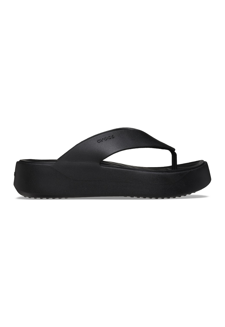 Papuci flip-flop cu talpa wedge si logo Getaway - Negru