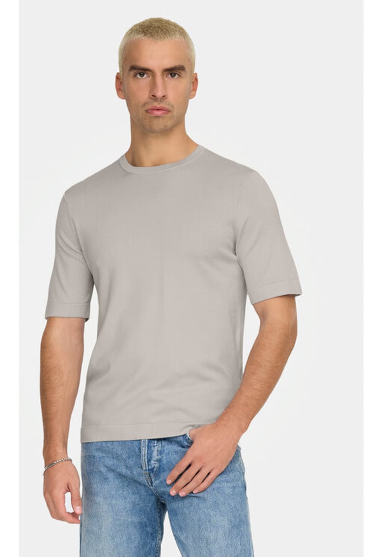 Tricou barbati - 304805226 - Viscoza/Poliester - Bej - Bej