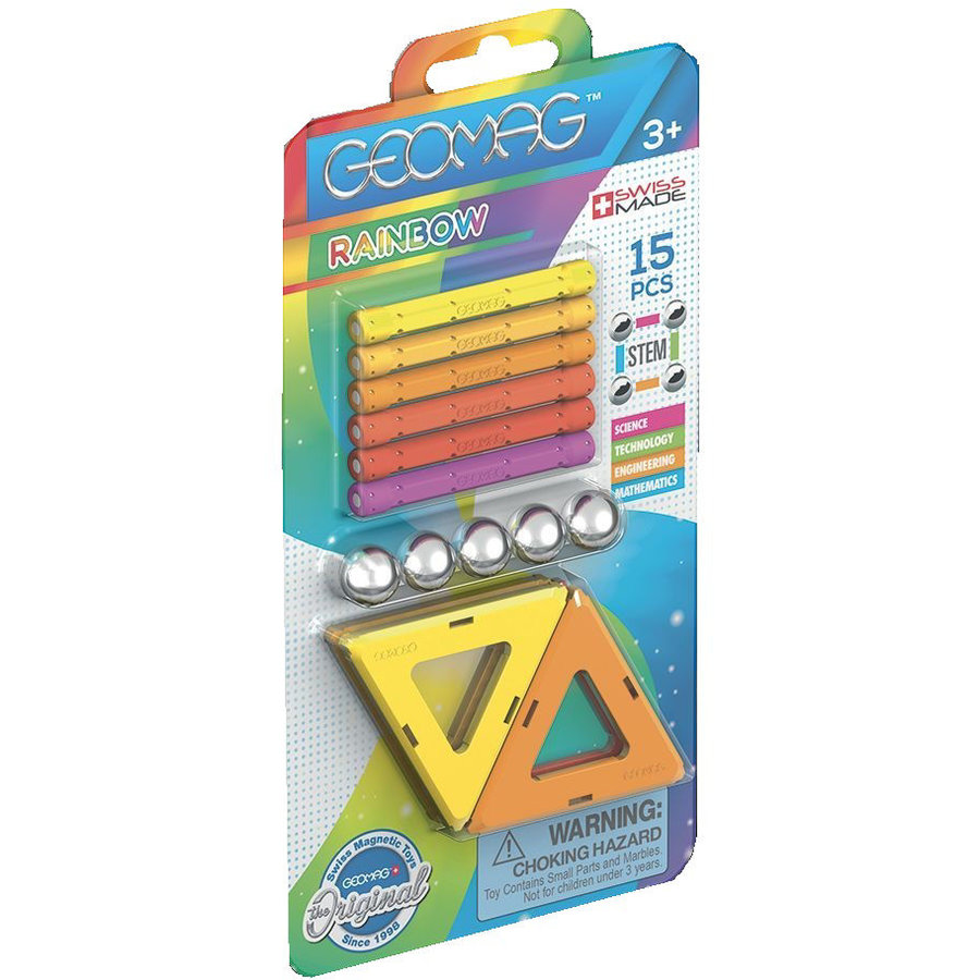 Joc de constructie magnetic Rainbow Warm 15 piese