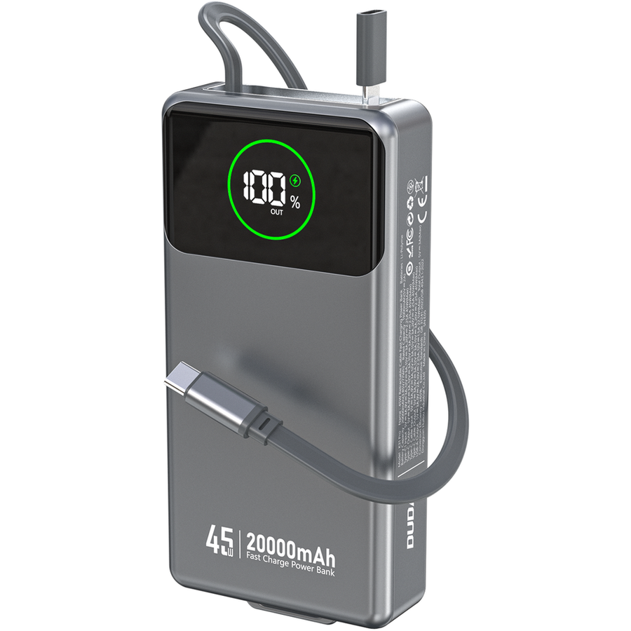 Baterie Externa K31 Pro 20000mAh 1xUSB-A 1xUSB-C Cablu USB-C Afisaj LED Fast Charge 45W Gri