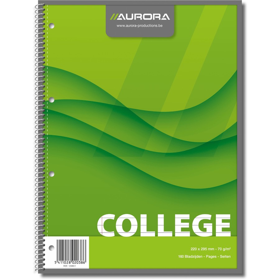 Caiet cu spirala, A4, 80 file - 70g/mp, 4 perforatii, coperti carton, AURORA College - dictando