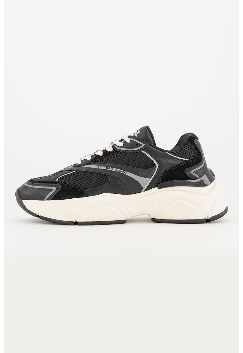 Pantofi sport de piele cu garnituri din material textil - Negru/Gri