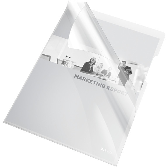 Mapa L pentru documente A4, 150 microni, 25/set, ESSELTE - transparent cristal