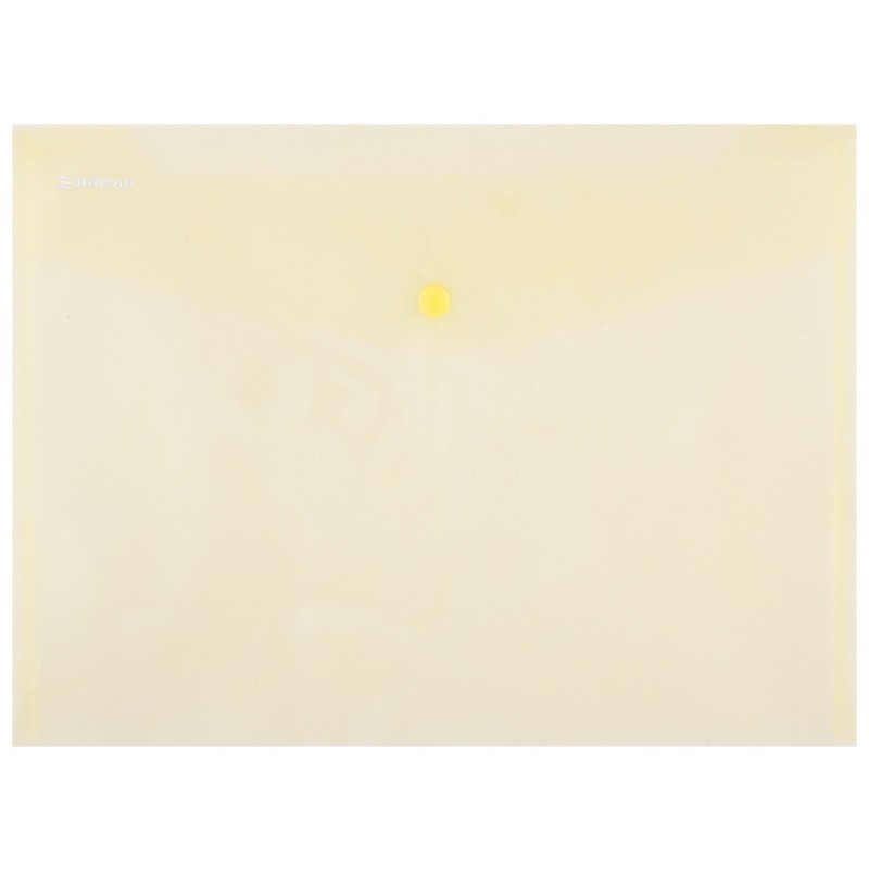 Mapa PP protectie documente A4 landscape, inchidere cu capsa, 12/set, DONAU - galben transparent