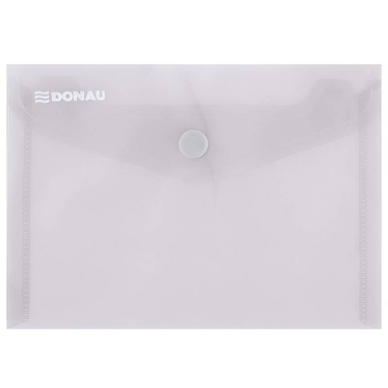 Mapa PP protectie documente A6 landscape, inchidere cu capsa, 10/set, DONAU - fumuriu