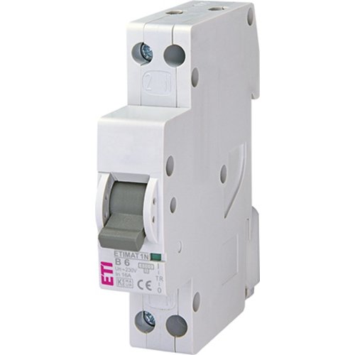 Siguranta automata ETI 002191101, ETIMAT 1N, 1p+N, curba B, 6A, 6kA
