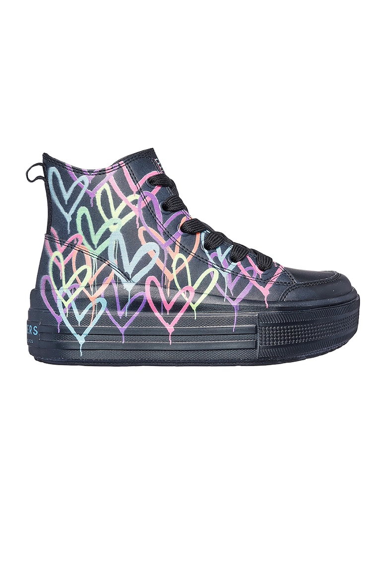 Pantofi sport high-top de piele ecologica Street - Negru/Multicolor