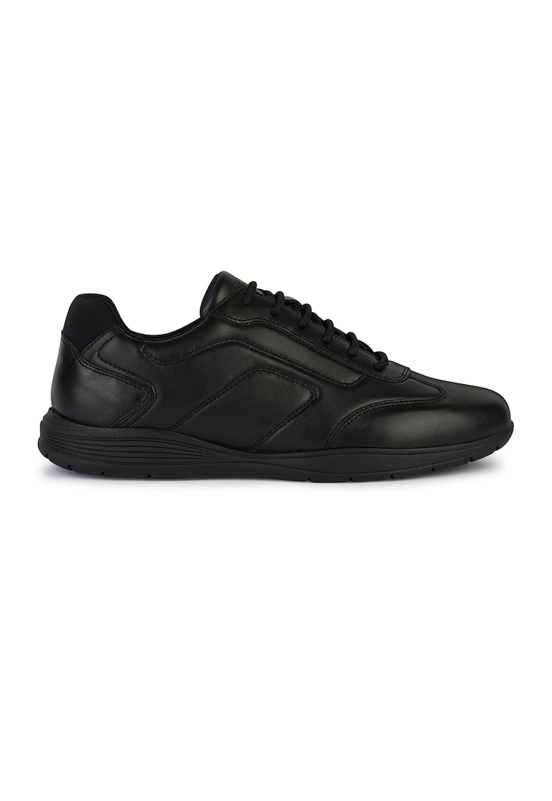 Pantofi sport low-cut din piele cu segmente din material sintetic - Negru