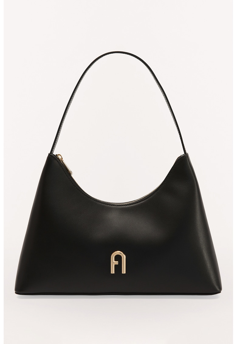 Geanta de piele cu bareta lunga de umar Diamante - Negru