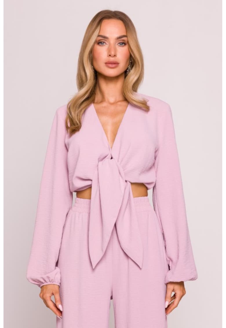 Bluza scurta cu maneci lungi bufante - Roz