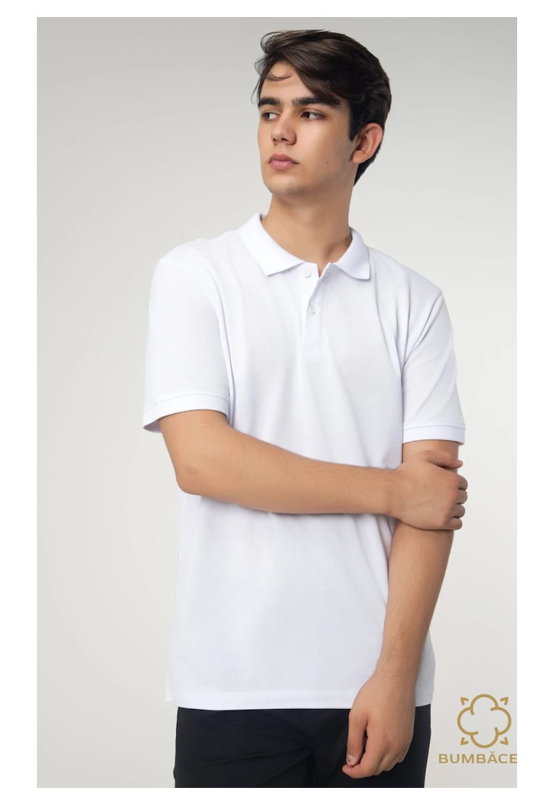 Tricou polo de vara pentru barbati - cu maneca scurta - Alb