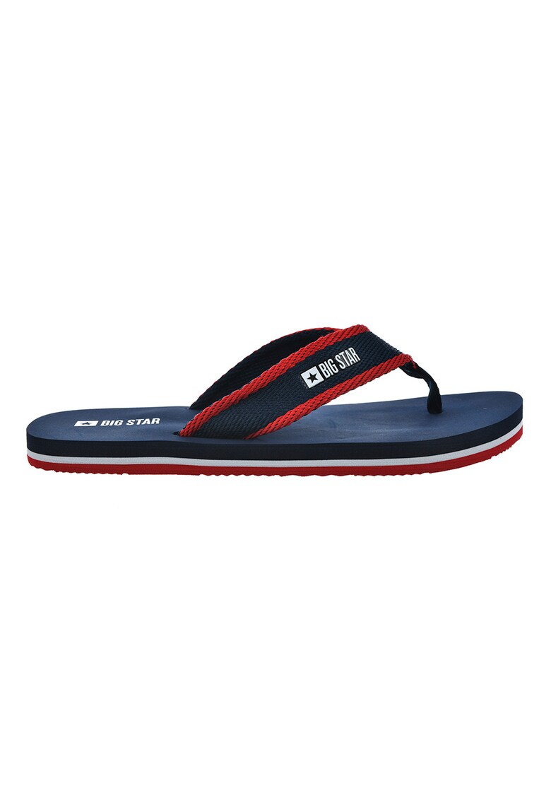 Papuci flip-flop din material textil cu detaliu logo - Rosu/Bleumarin