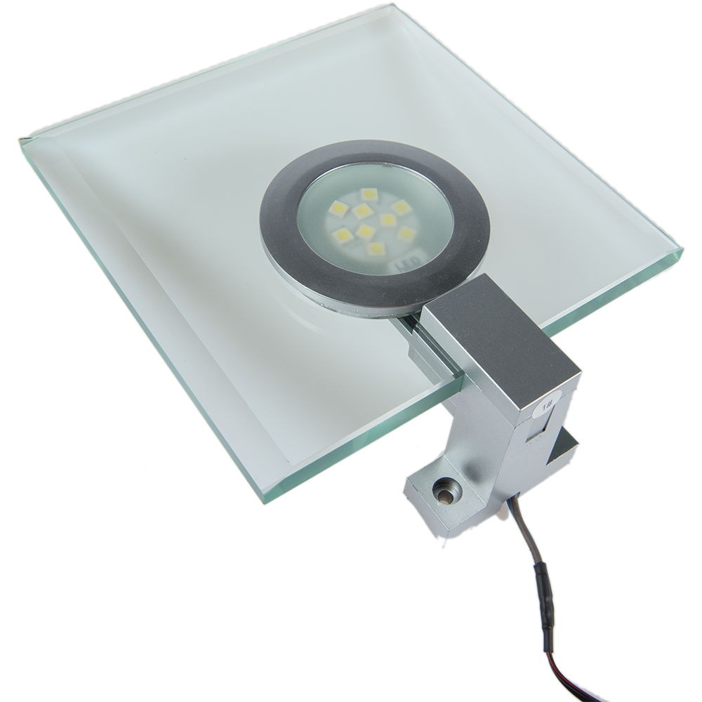 Spot LED patrat Pegaz, 2W, sticla, lumina rece, IP22