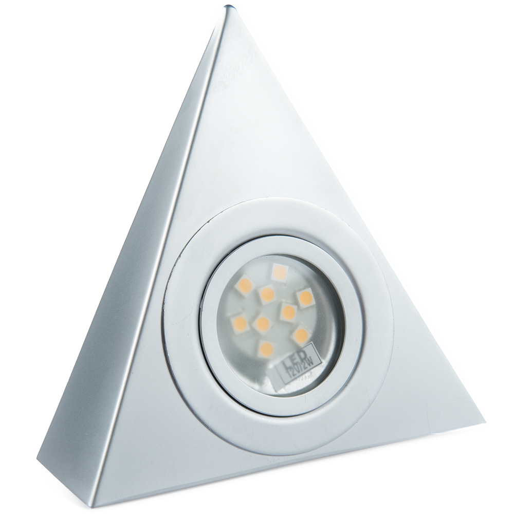 Spot piramidal aluminiu, lumina alba-calda, 2 W