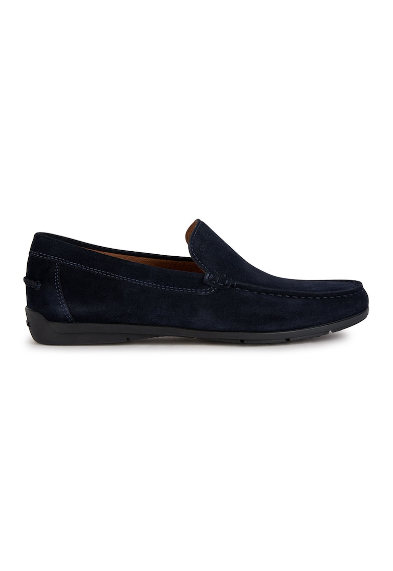 Pantofi loafer uni de piele intoarsa - Bleumarin