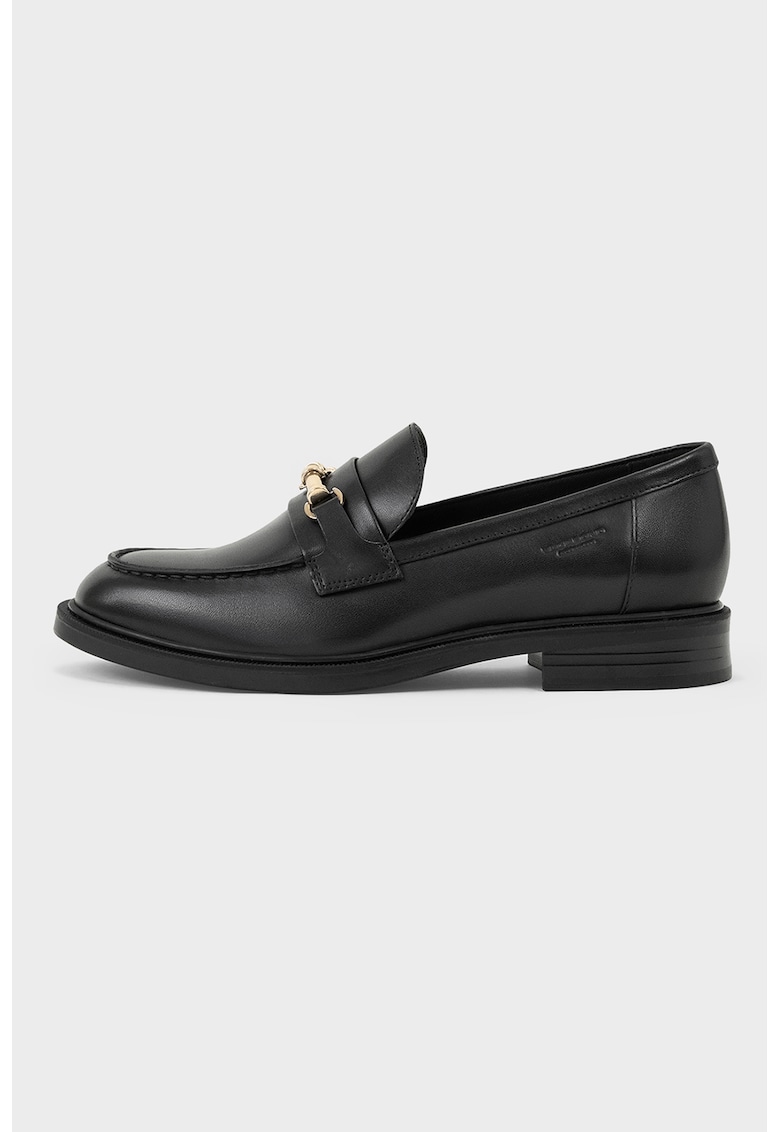 Pantofi loafer de piele cu detaliu metalic Amina - Negru