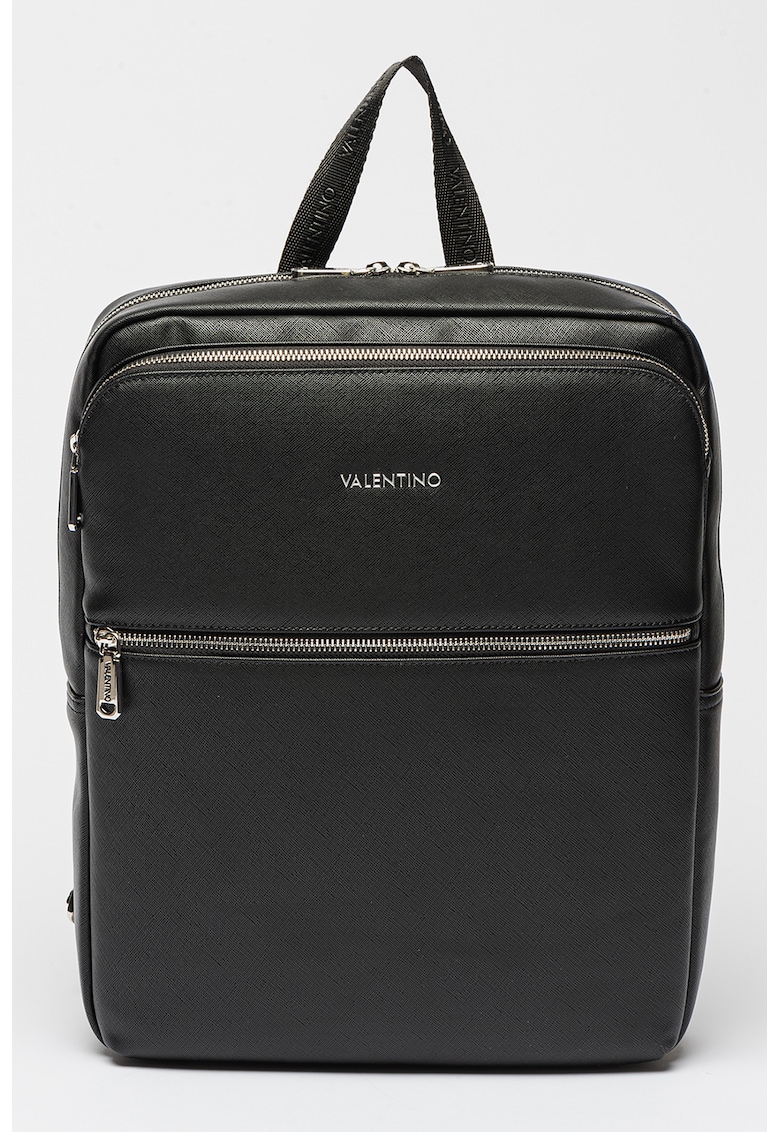 Rucsac de piele ecologica cu textura de saffiano - Negru