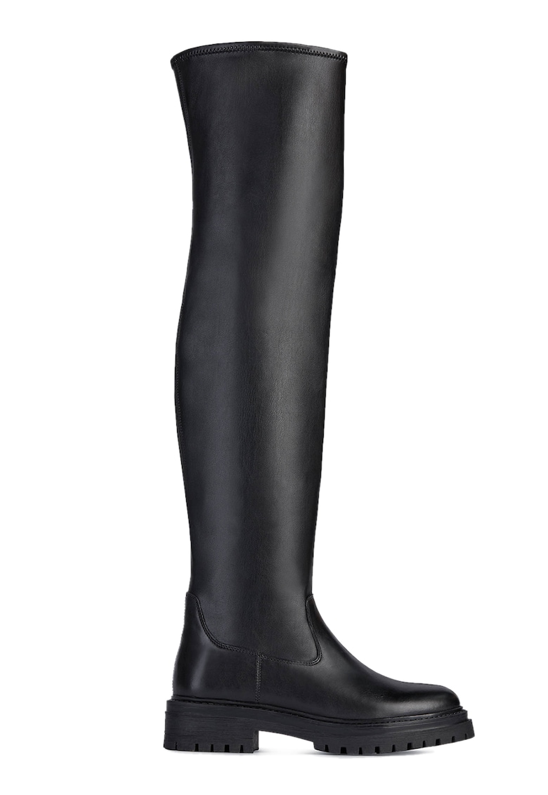 Cizme lungi pana peste genunchi cu toc masiv - Negru