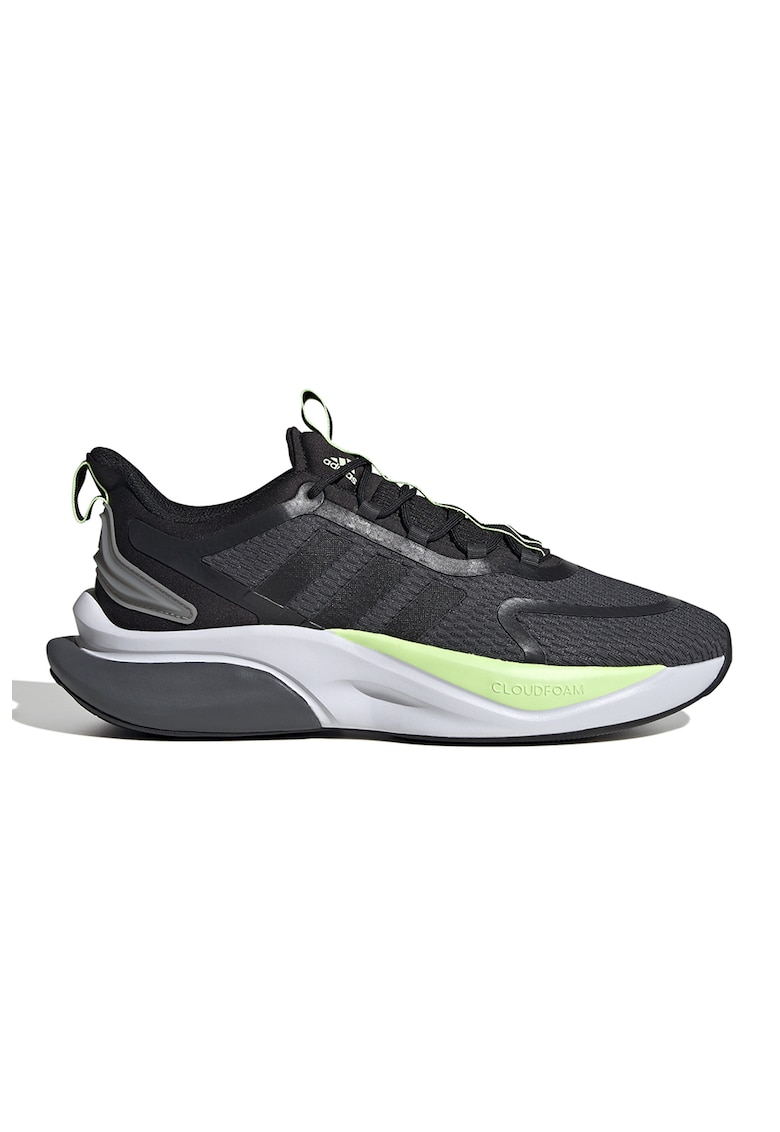 Pantofi sport cu insertii de plasa AlphaBounce+ - Negru/Verde lime/Gri antracit