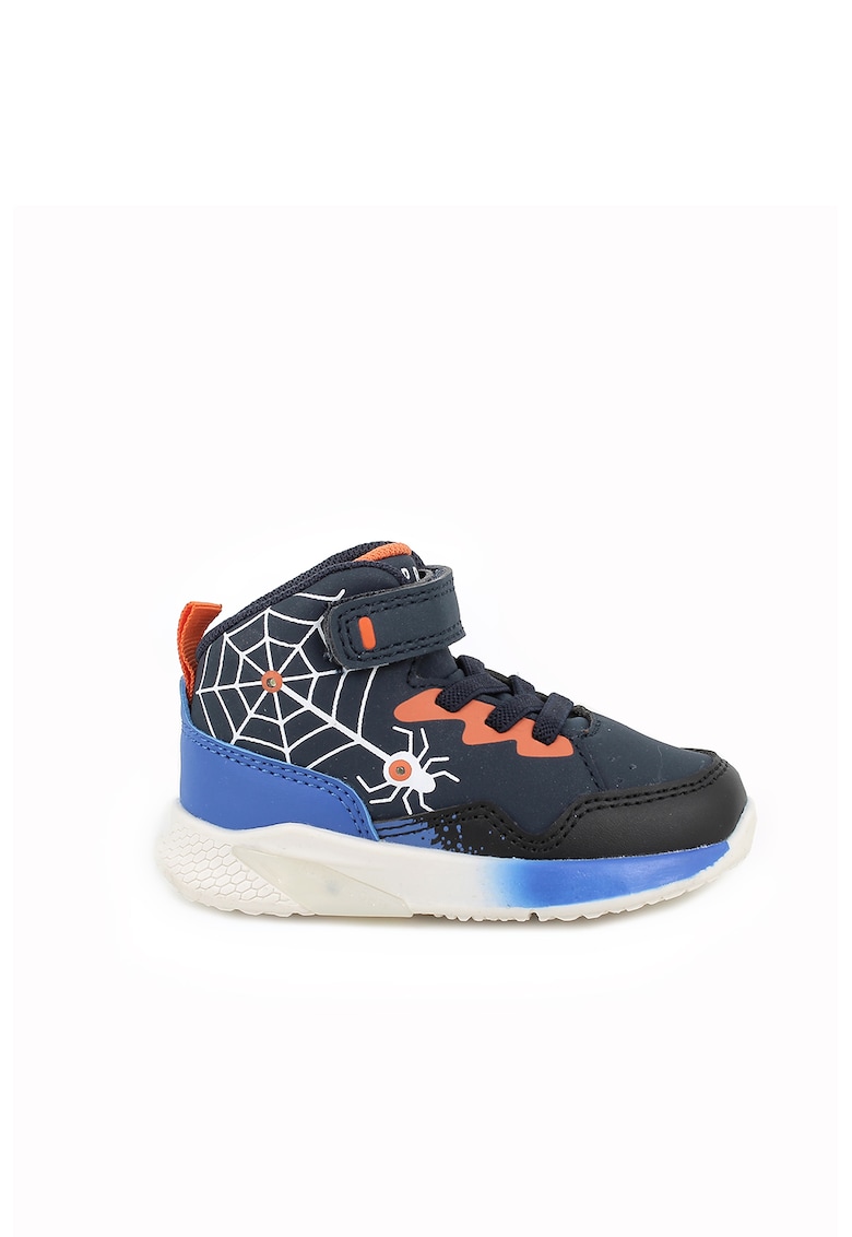 Pantofi sport high-top de piele ecologica - Negru/Bleumarin