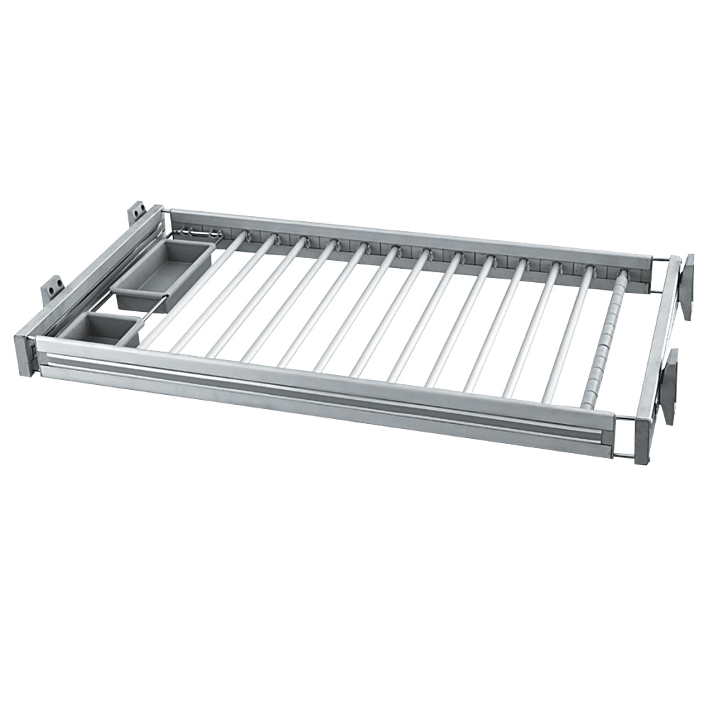 Suport ajustabil cu glisare pentru pantaloni/accesorii, aluminiu, 65 x 45 x 10 cm