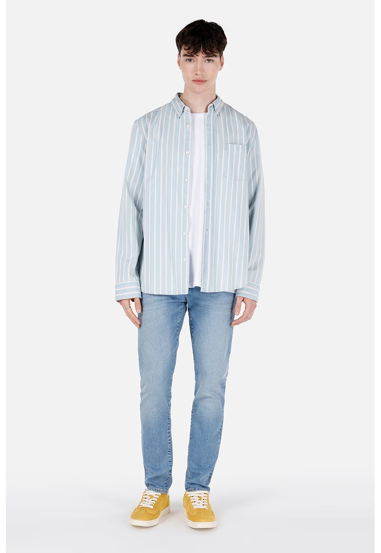 Blugi cu talie medie si aspect decolorat - Albastru lavanda