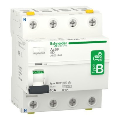 Intreruptor Diferential RCCB Acti9 iID Schneider A9Z51440, 4P, 40A, 30mA, Tip B-EV