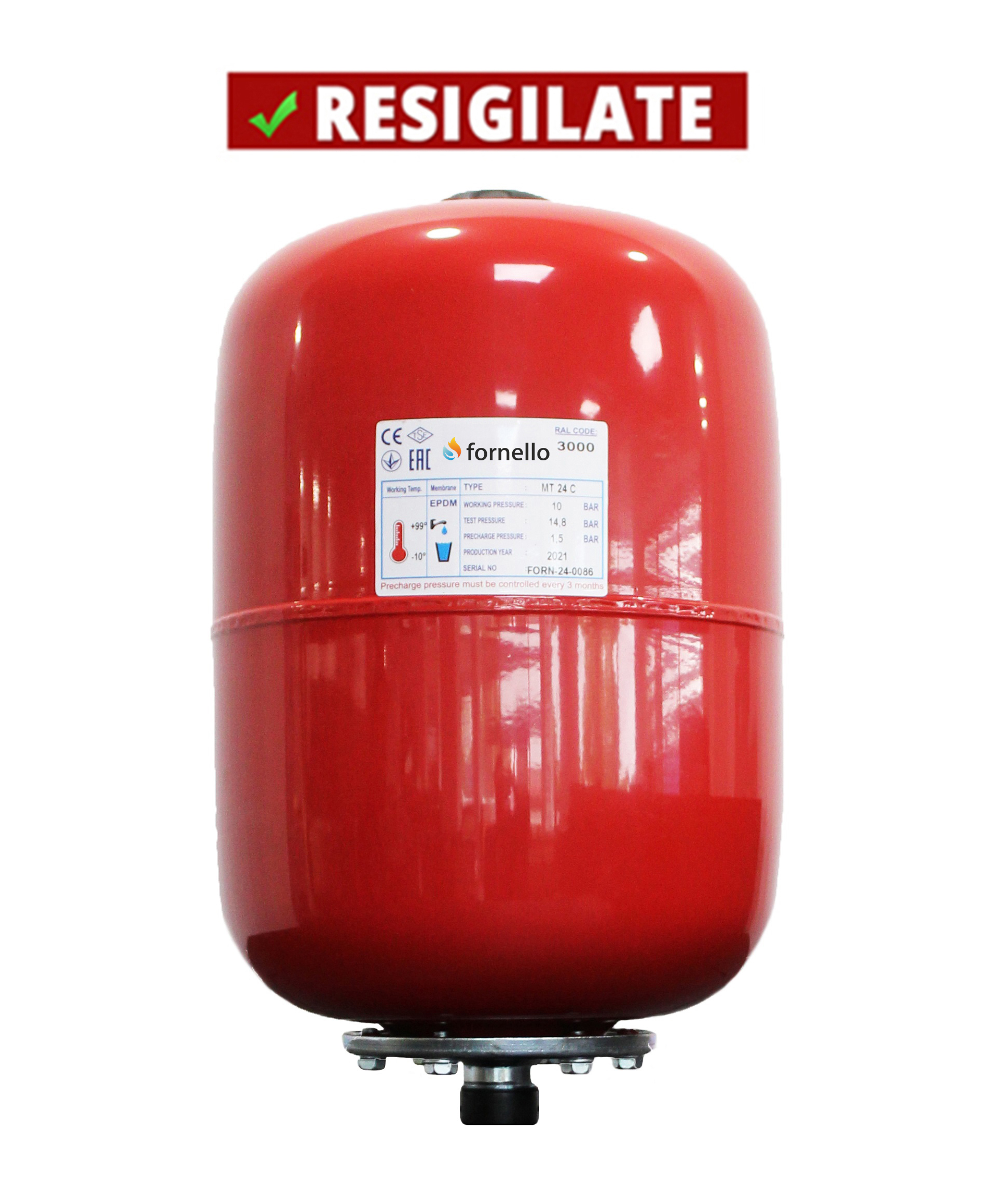 PRODUS RESIGILAT CU DEFECTE ESTETICE DAR IN PERFECTA STARE DE FUNCTIONARE 9507 !!! Vas expansiune termic Fornello 24 litri vertical culoare rosu presiune maxima 10 bar membrana EPDM