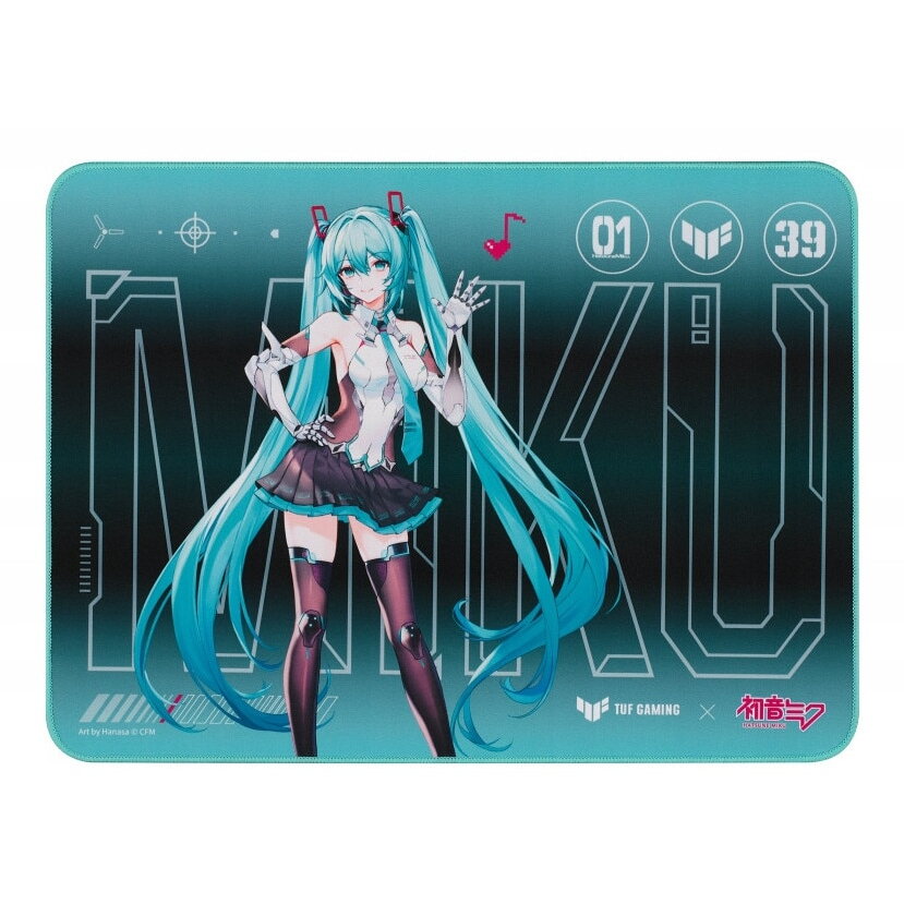 Mouse pad Mousepad gaming ASUS TUF Gaming P1 Hatsune Miku, turcoaz, 360x260mm, material textil, cauciuc