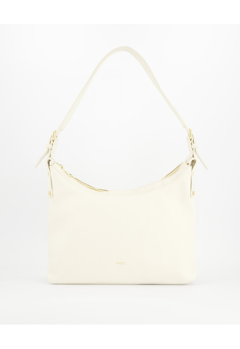 Geanta de umar - piele naturala - alb - 26x37x12cm - 3 buzunare interioare